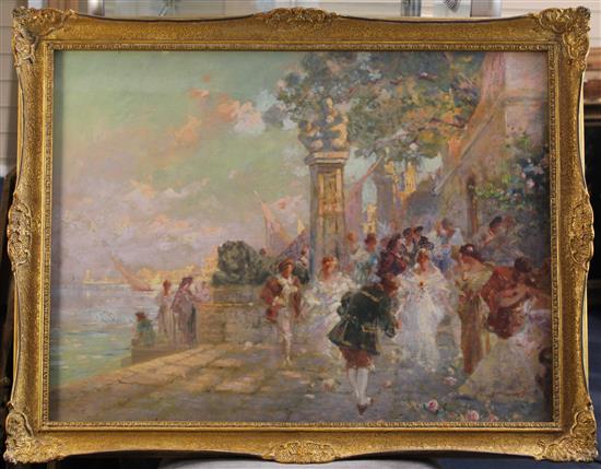 Jacques Wedding party on a Venetian terrace, 21 x 28in.